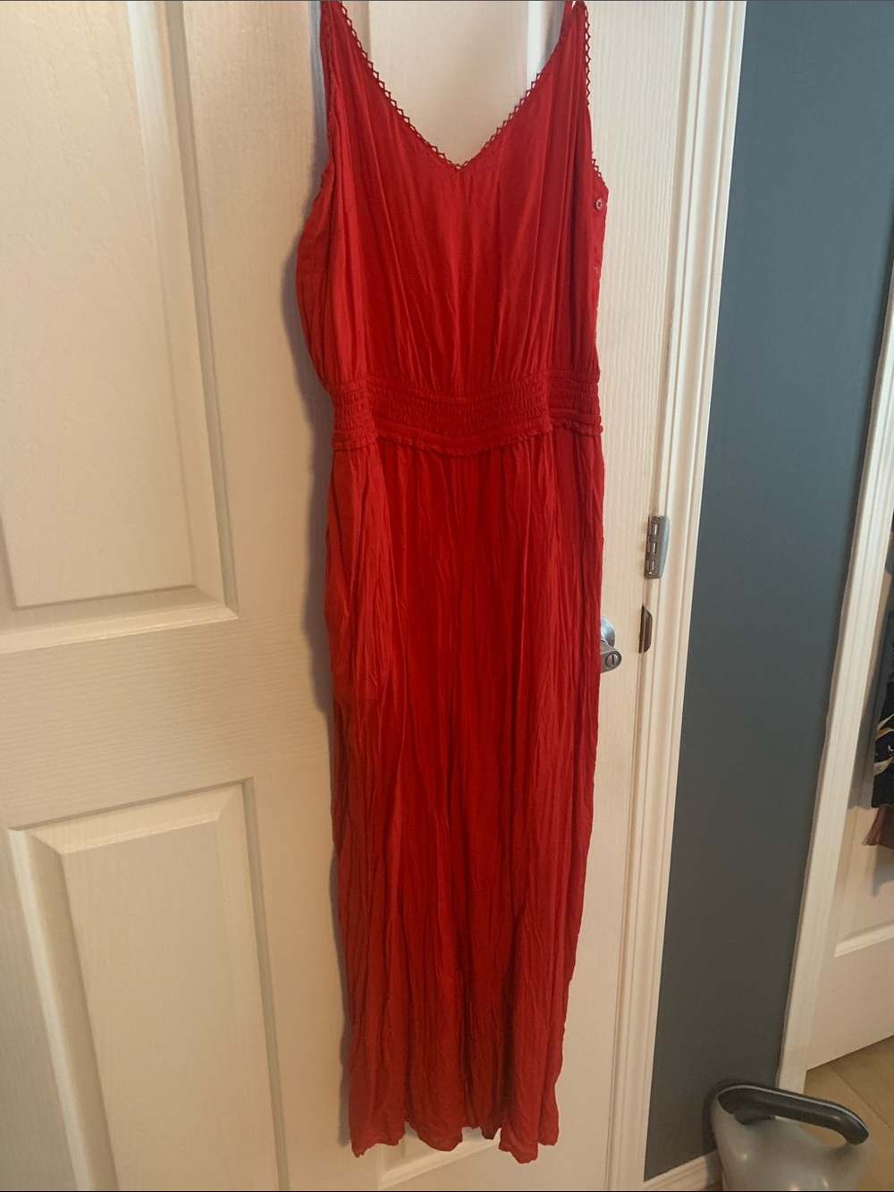 Wilfred Red V-Neck Sleeveless Maxi Jumpsuit